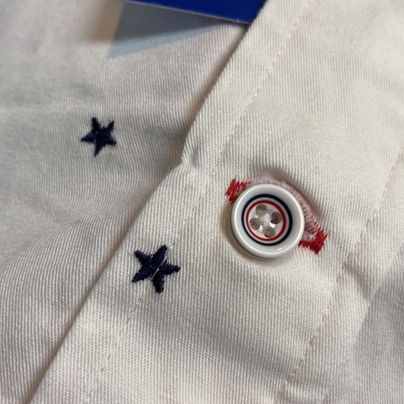 Daniel Cremieux Classics Mens Sz Small White Blue Stars Shirt - Picture 5 of 16